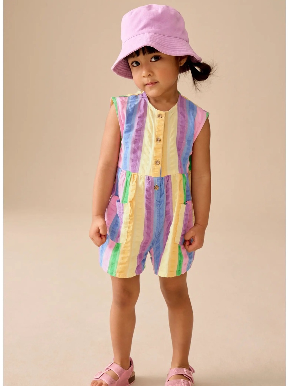 NEXT Rainbow Stripe Cotton Romper Toddler Girls 18–24 Months 92cm